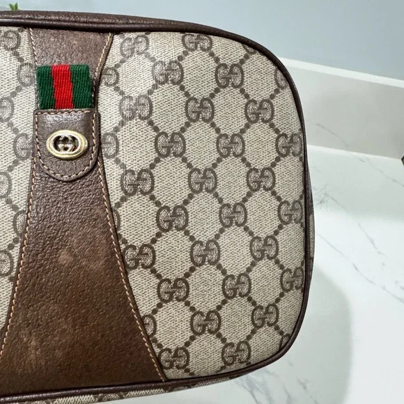 SOLD-Authentic Vintage Gucci Brown Monogram Wristlet Bag - Picture 5 of 16